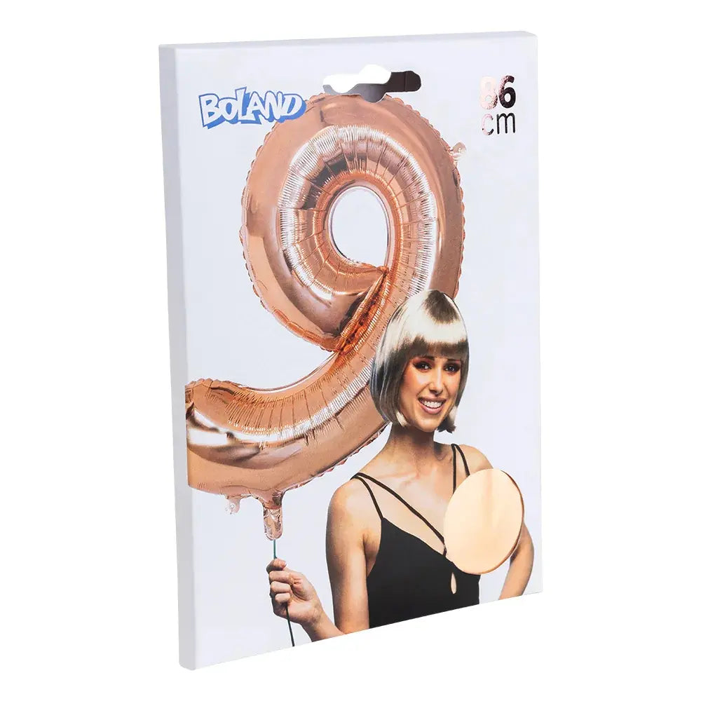 Ballon en aluminium '9' - 86 cm - Or Rose