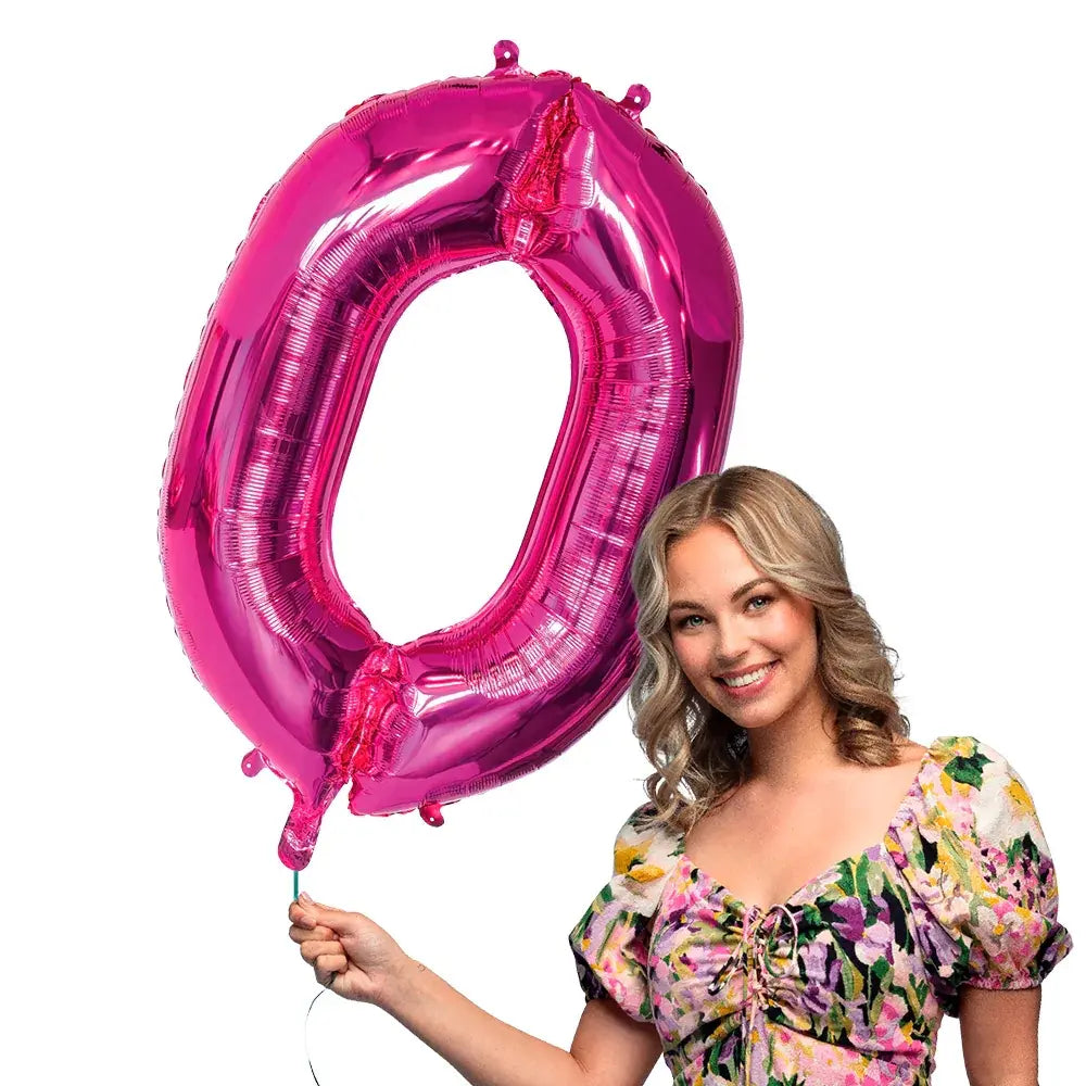 Ballon en aluminium '0' - 86 cm - Rose