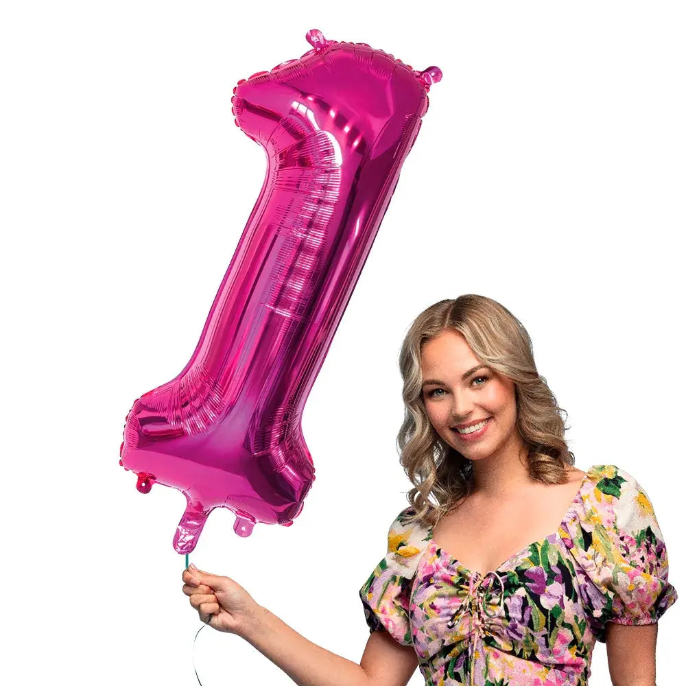 Ballon en aluminium '1' - 86 cm - Rose