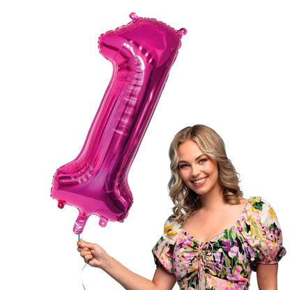 Ballon en aluminium '1' - 86 cm - Rose