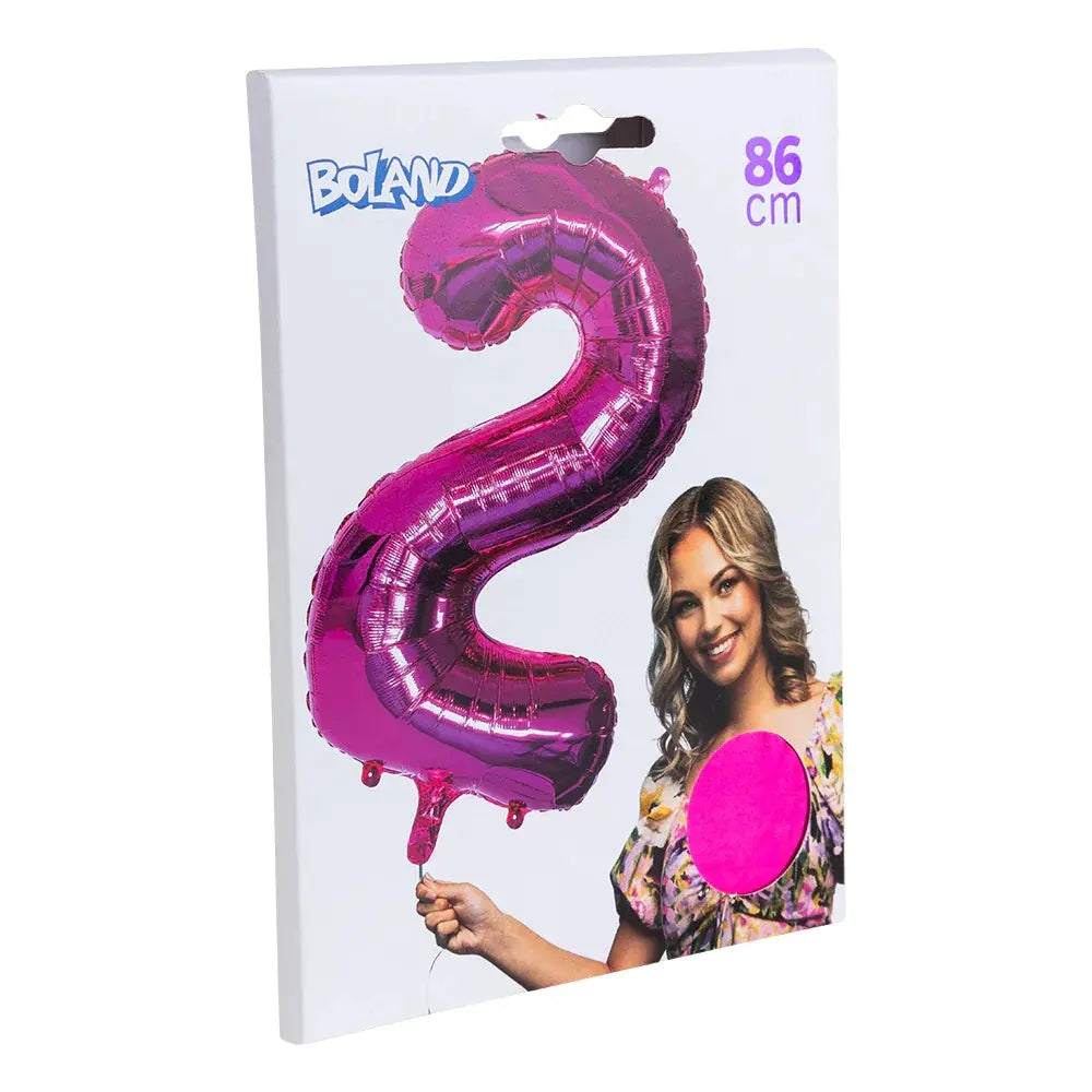 Ballon en aluminium '2' - 86 cm - Rose