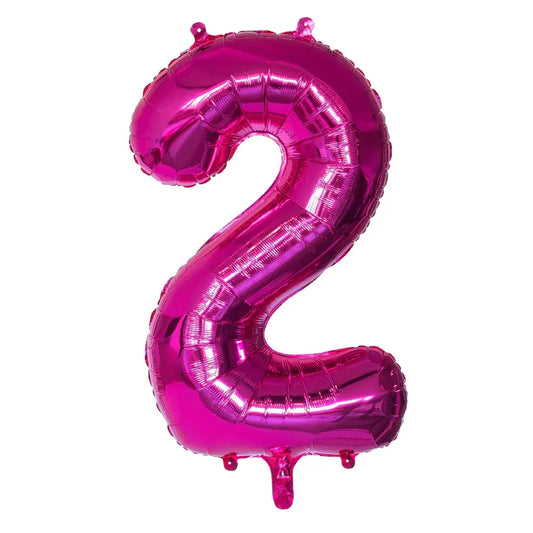 Ballon en aluminium '2' - 86 cm - Rose