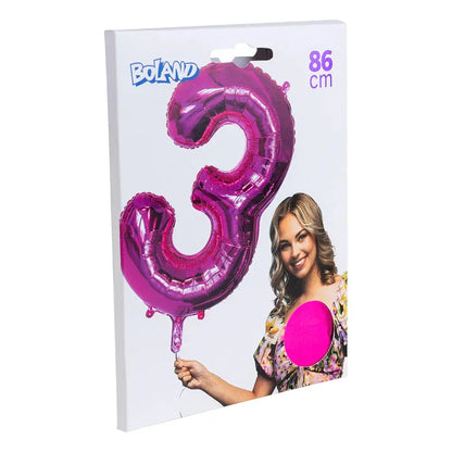 Ballon en aluminium '3' - 86 cm - Rose