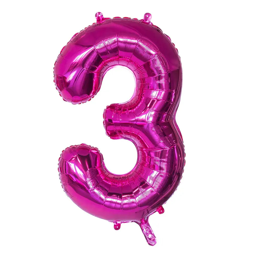 Ballon en aluminium '3' - 86 cm - Rose