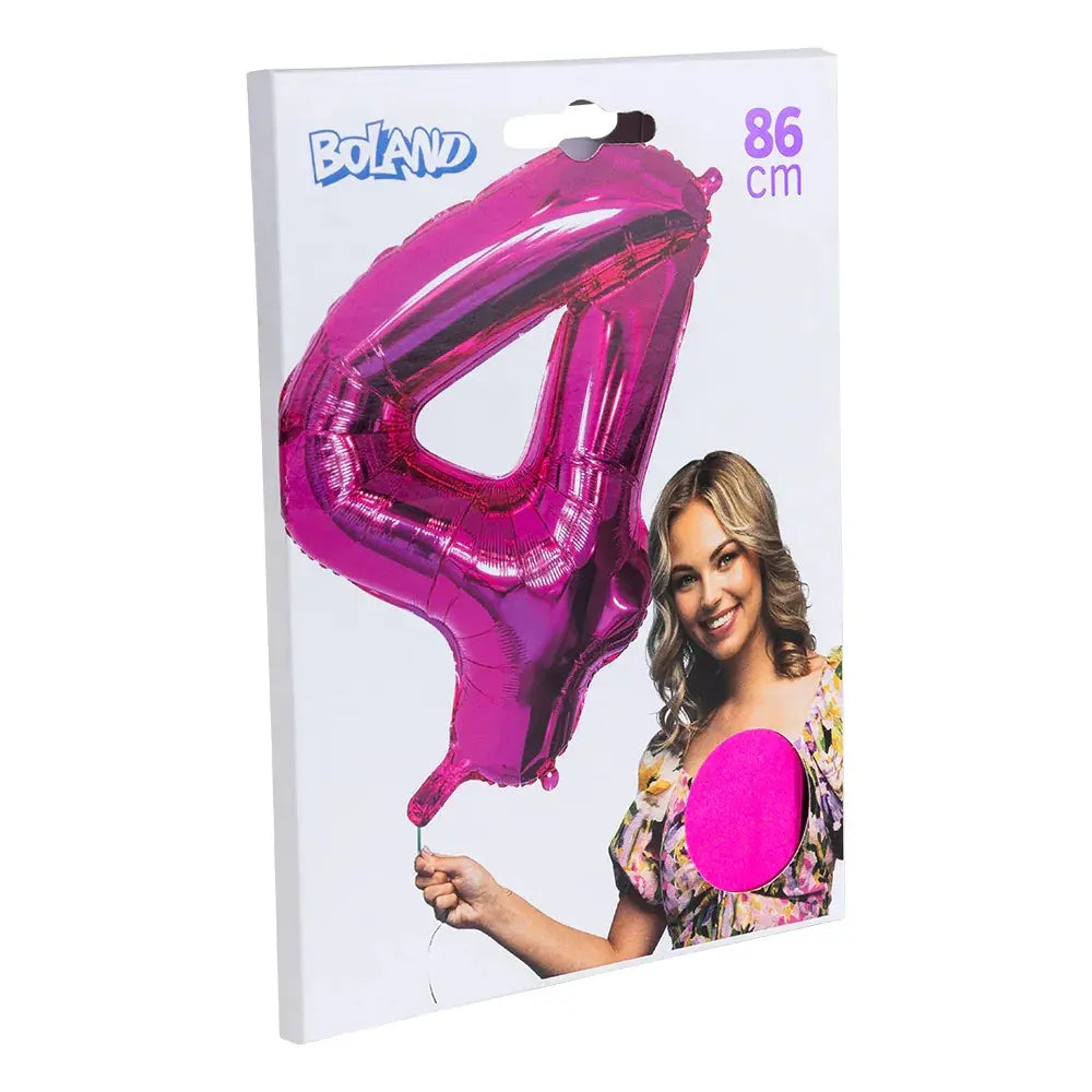 Ballon en aluminium '4' - 86 cm - Rose