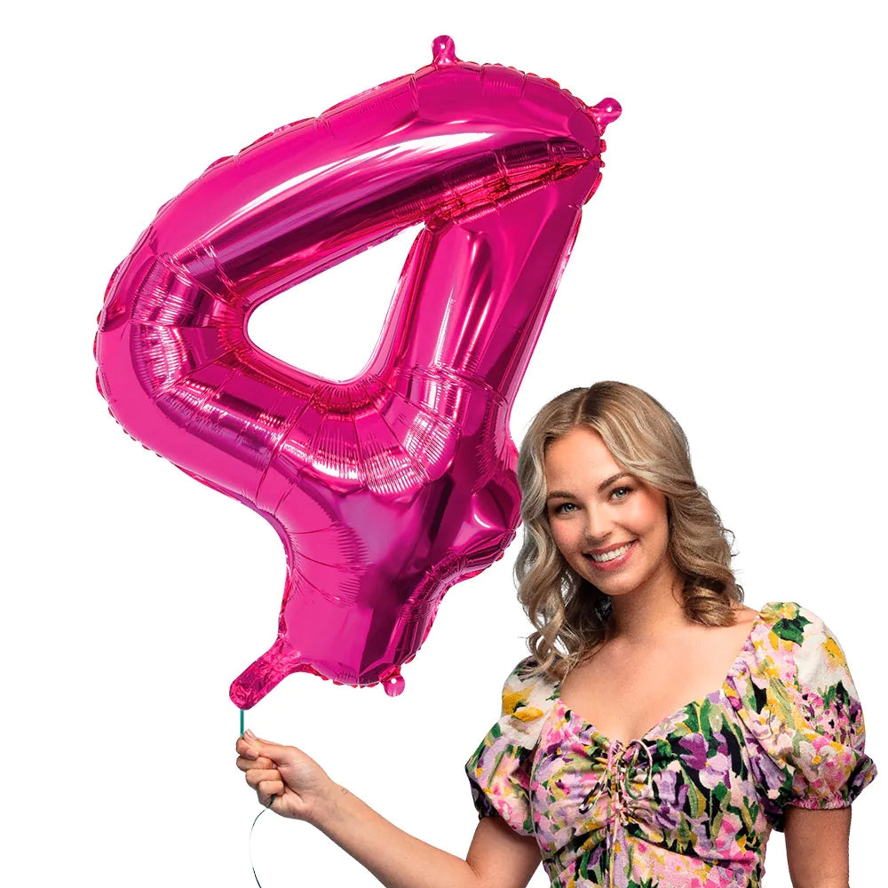 Ballon en aluminium '4' rose