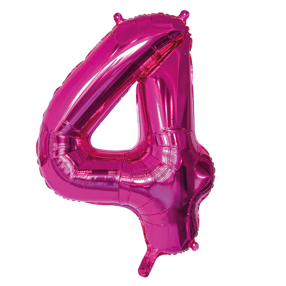 Ballon en aluminium '4' rose