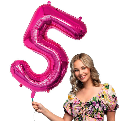 Ballon en aluminium '5' - 86cm - Rose