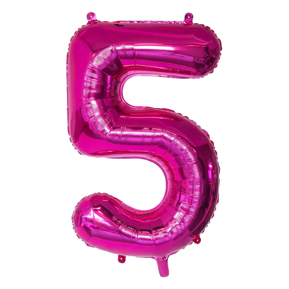 Ballon en aluminium '5' - 86cm - Rose