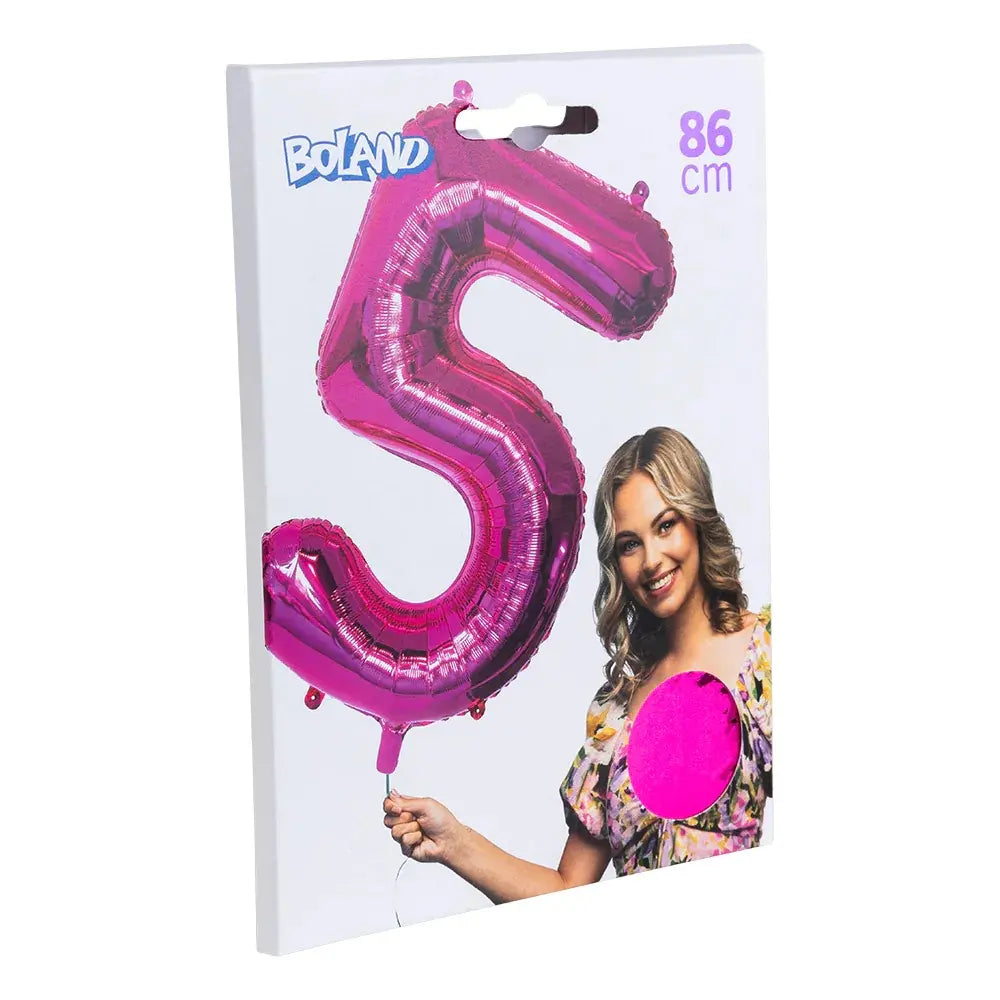 Ballon en aluminium '5' - 86cm - Rose
