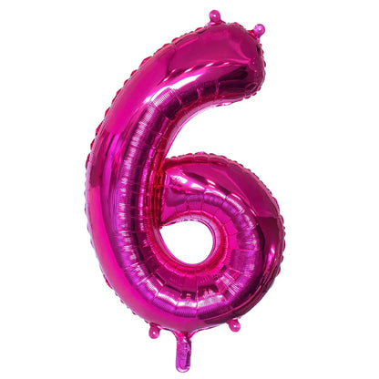 Ballon en aluminium '6' - 86cm - Rose