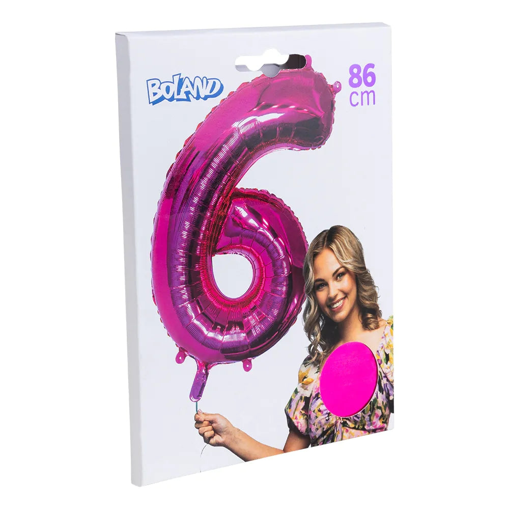 Ballon en aluminium '6' rose