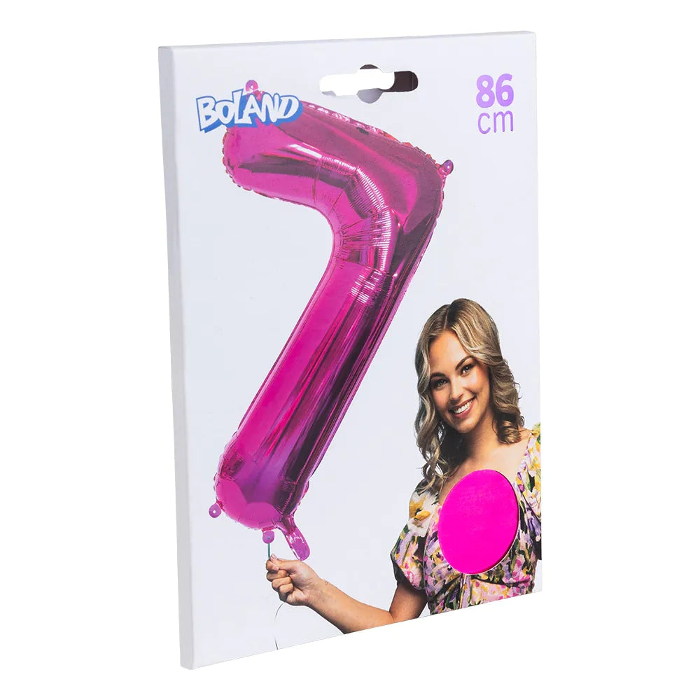 Ballon en aluminium '7' rose