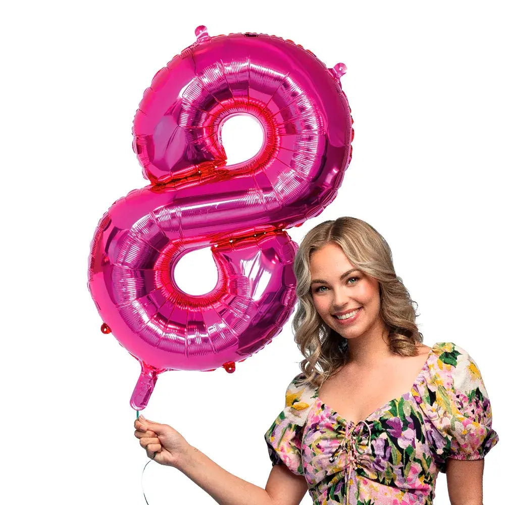 Ballon en aluminium '8' - 86cm - Rose