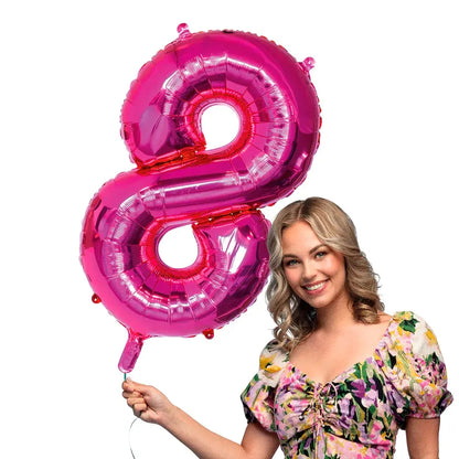 Ballon en aluminium '8' - 86cm - Rose