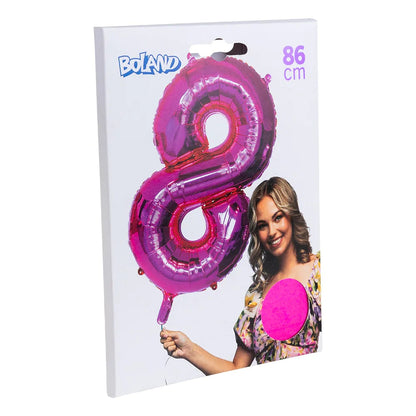 Ballon en aluminium '8' rose