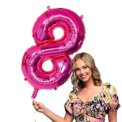 Ballon en aluminium '8' rose