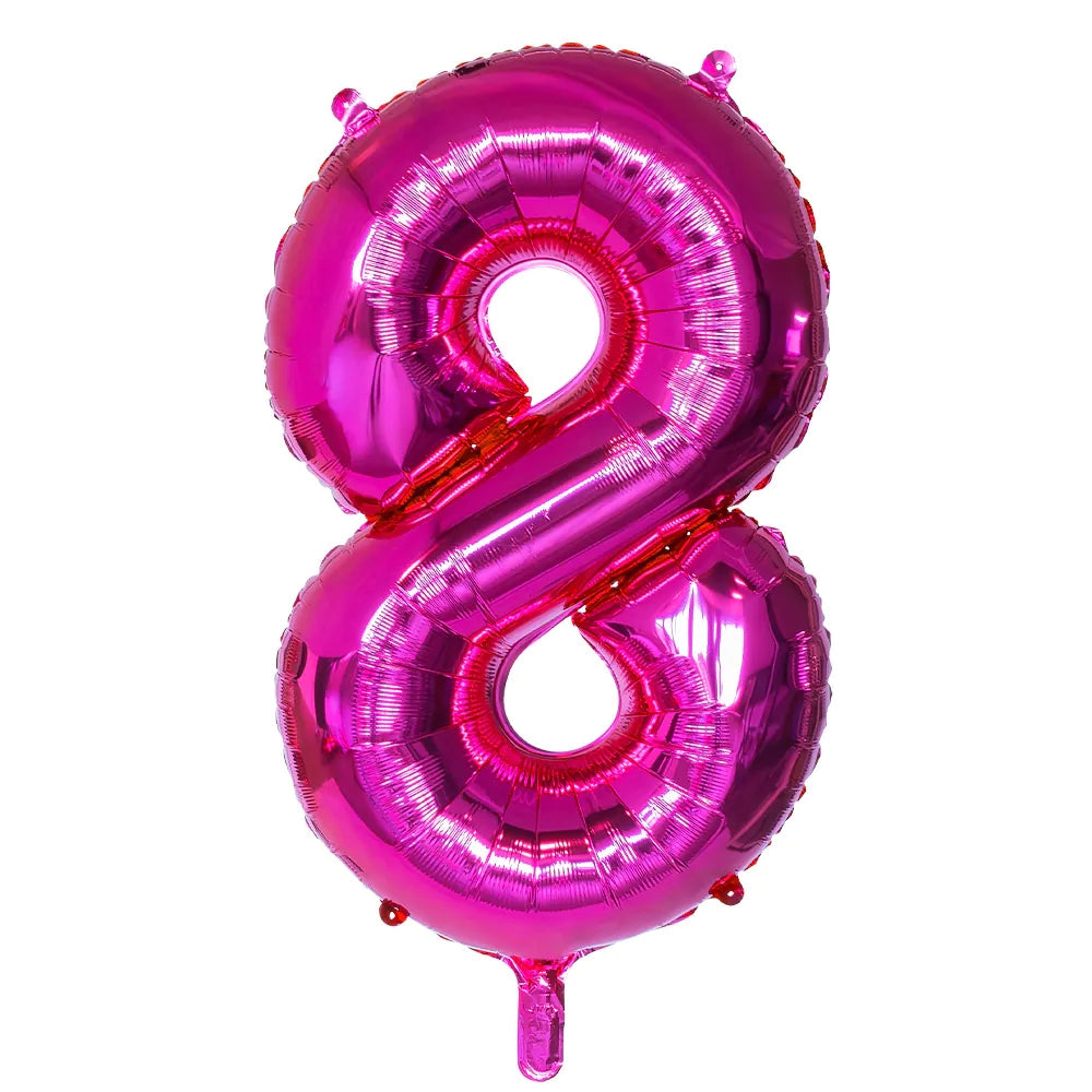 Ballon en aluminium '8' rose