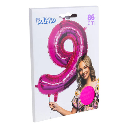 Ballon en aluminium '9' rose