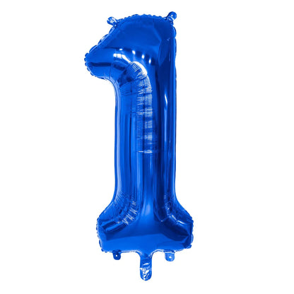 Ballon en aluminium '1' bleu