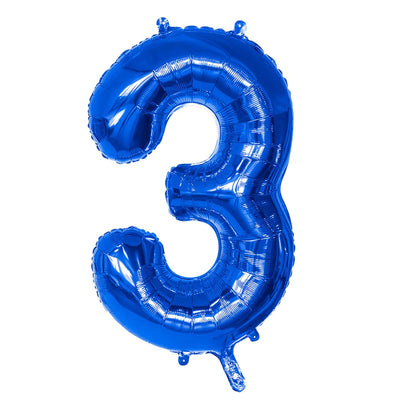 Ballon en aluminium '3' bleu