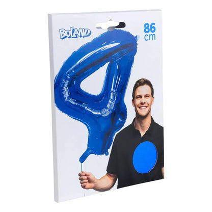 Ballon en aluminium '4' - 86 cm - bleu