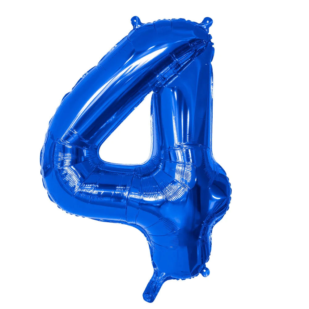 Ballon en aluminium '4' bleu