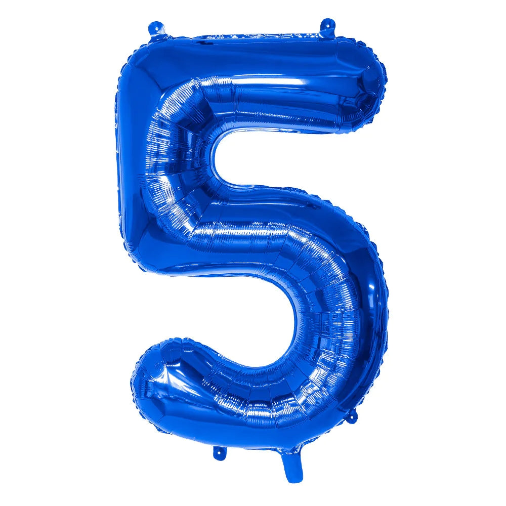 Ballon en aluminium '5' bleu