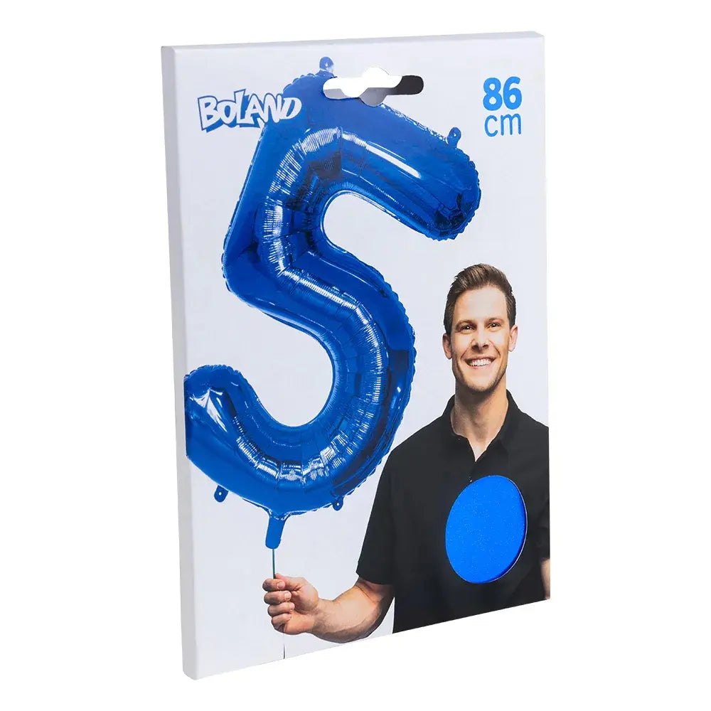 Ballon en aluminium '5' - 86 cm - bleu