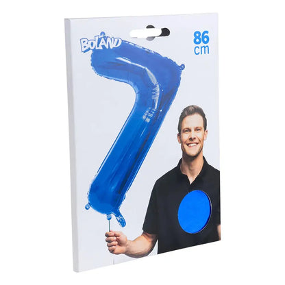 Ballon en aluminium '7' - 86 cm - bleu