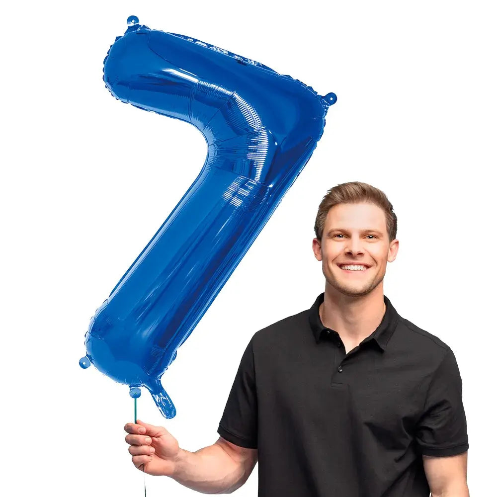 Ballon en aluminium '7' - 86 cm - bleu