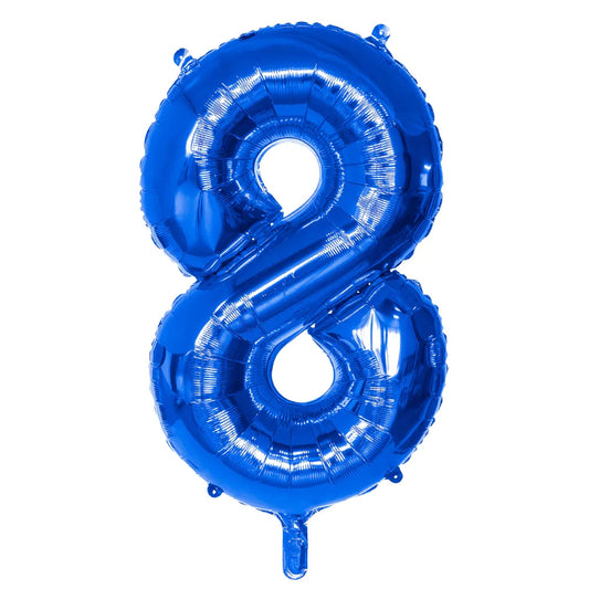 Ballon en aluminium '8' bleu