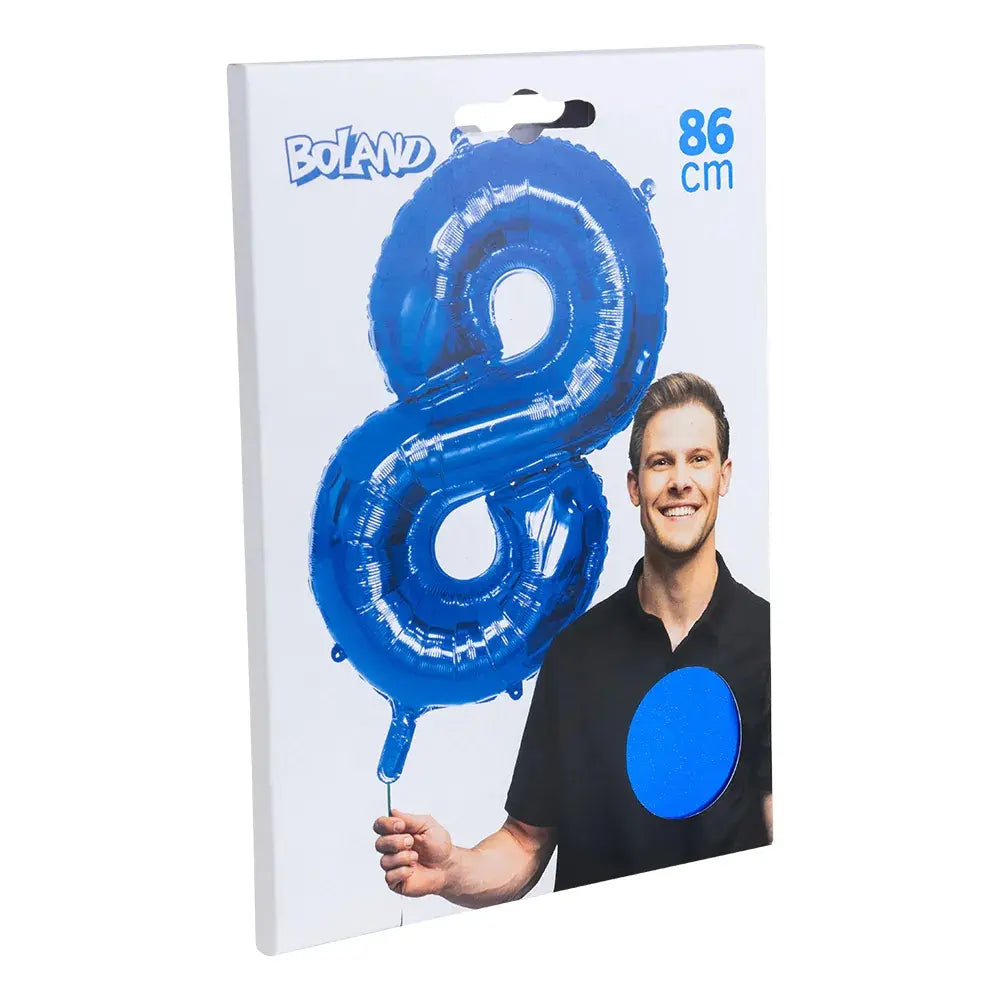 Ballon en aluminium '8' - 86 cm - bleu