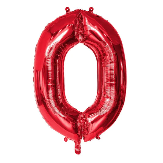 Ballon en aluminium '0' - 86 cm - Rouge