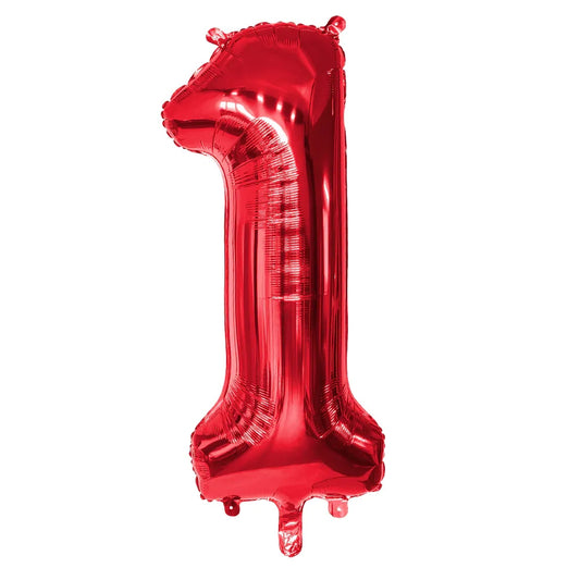 Ballon en aluminium '1' rouge