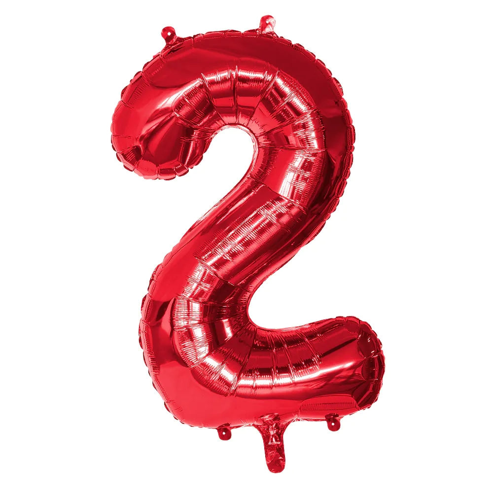 Ballon en aluminium '2' rouge