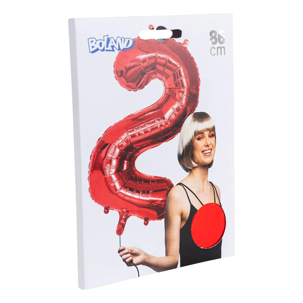 Ballon en aluminium '2' rouge