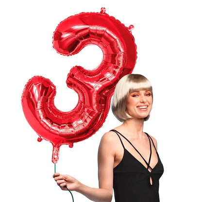 Ballon en aluminium '3' - 86 cm - Rouge