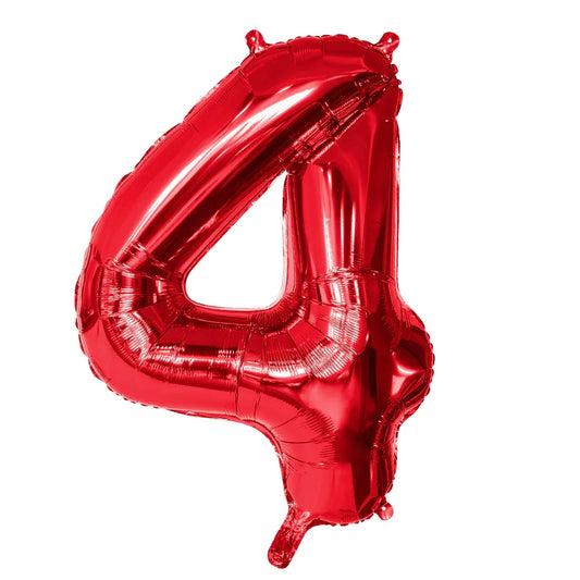 Ballon en aluminium '4' rouge