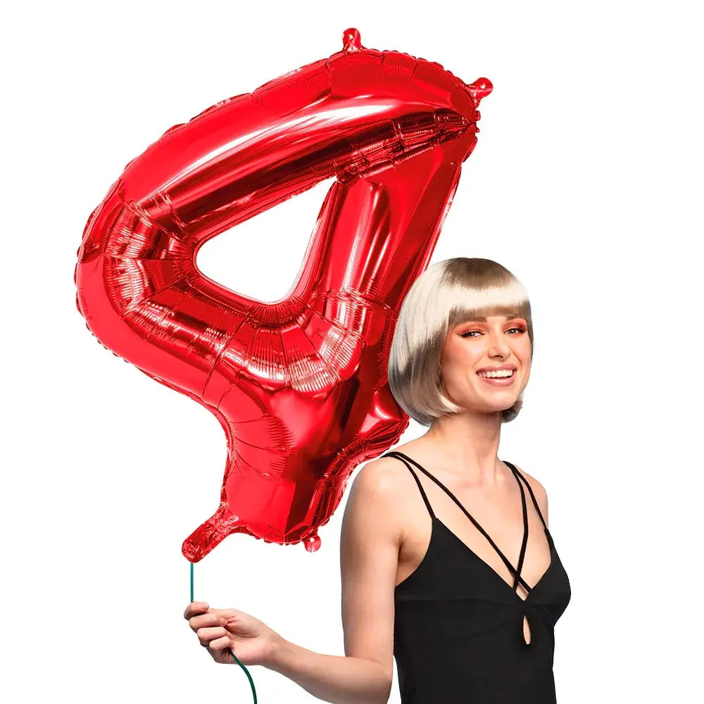 Ballon en aluminium '4' - 86 cm - Rouge