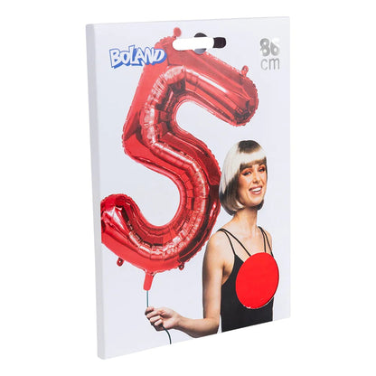 Ballon en aluminium '5' rouge