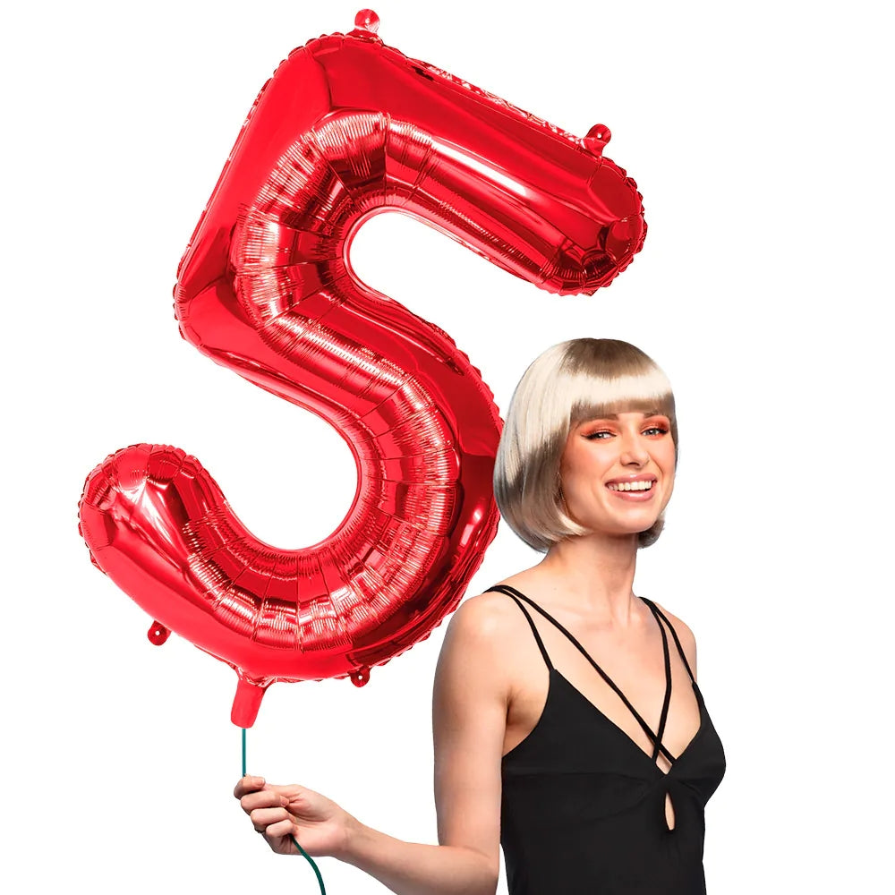 Ballon en aluminium '5' rouge