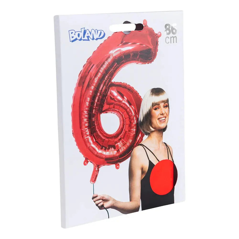 Ballon en aluminium '6' - 86 cm - Rouge