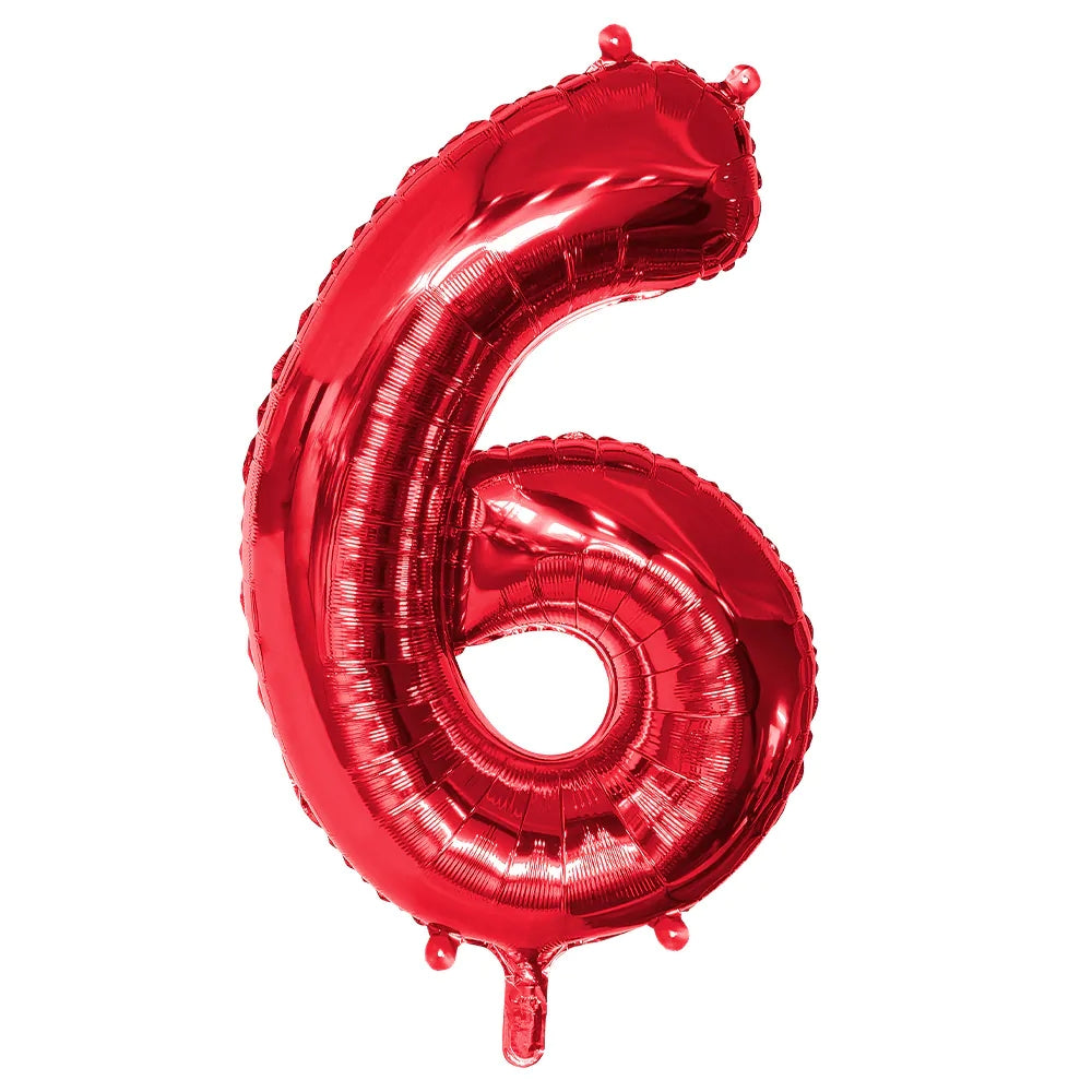 Ballon en aluminium '6' rouge