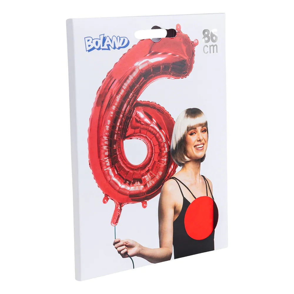 Ballon en aluminium '6' rouge