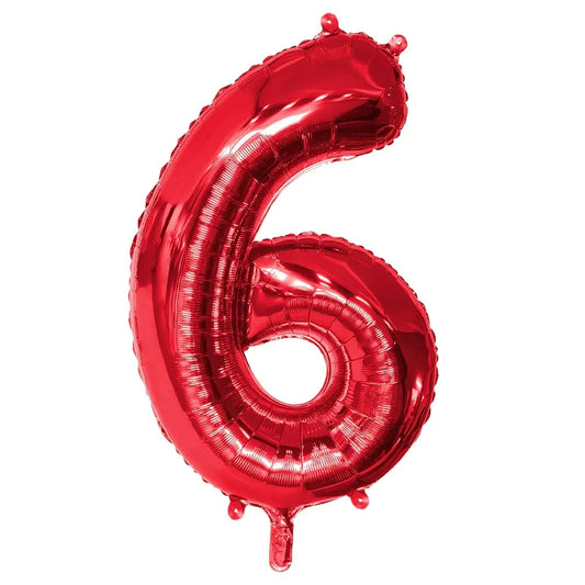 Ballon en aluminium '6' - 86 cm - Rouge