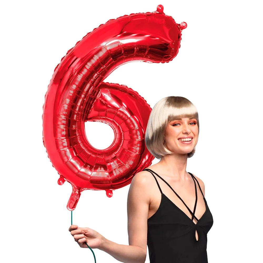 Ballon en aluminium '6' rouge