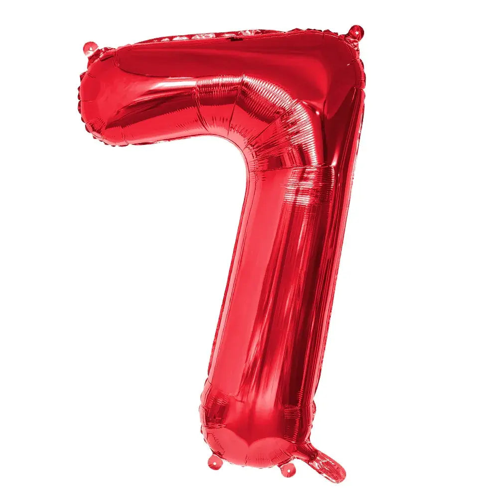 Ballon en aluminium '7' - 86 cm - Rouge