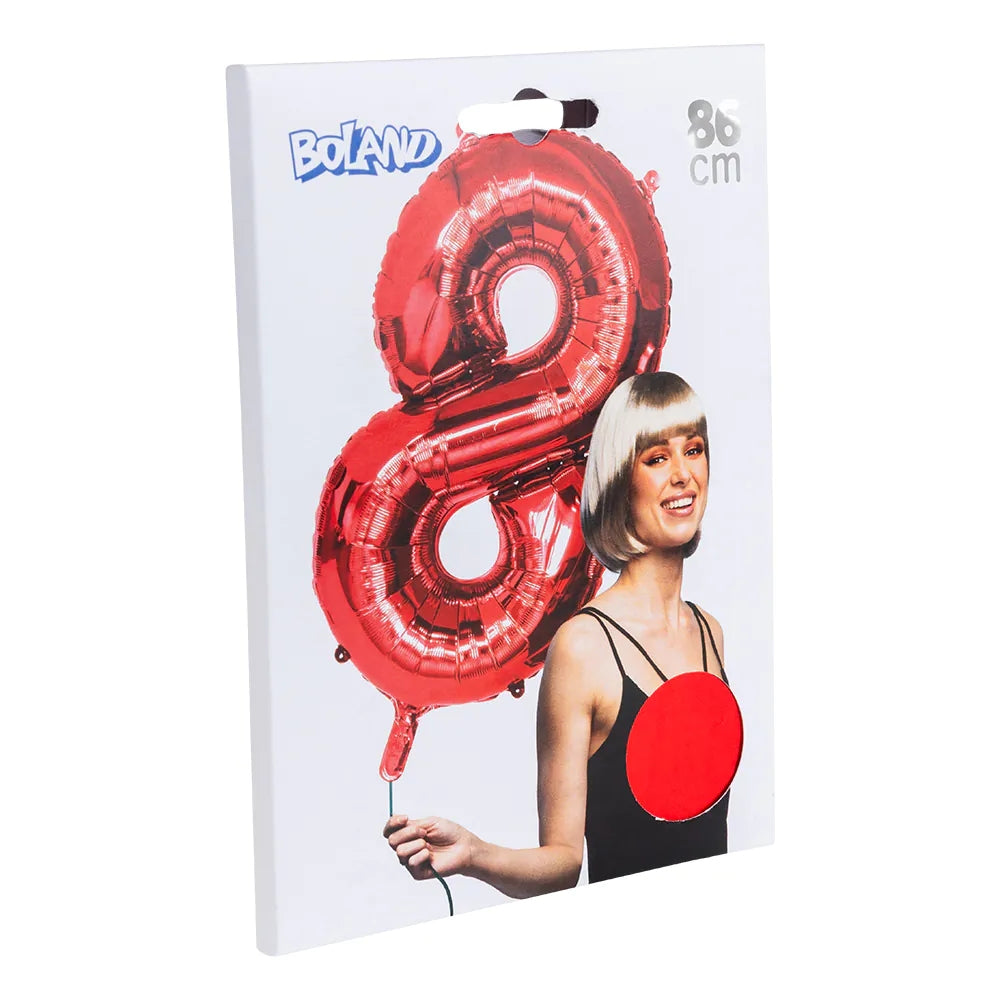 Ballon en aluminium '8' rouge