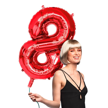 Ballon en aluminium '8' rouge